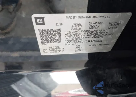 2020 Cadillac Escalade Esv 4Wd Premium Luxury from USA, damaged, VIN 1GYS4JKJ4LR189321